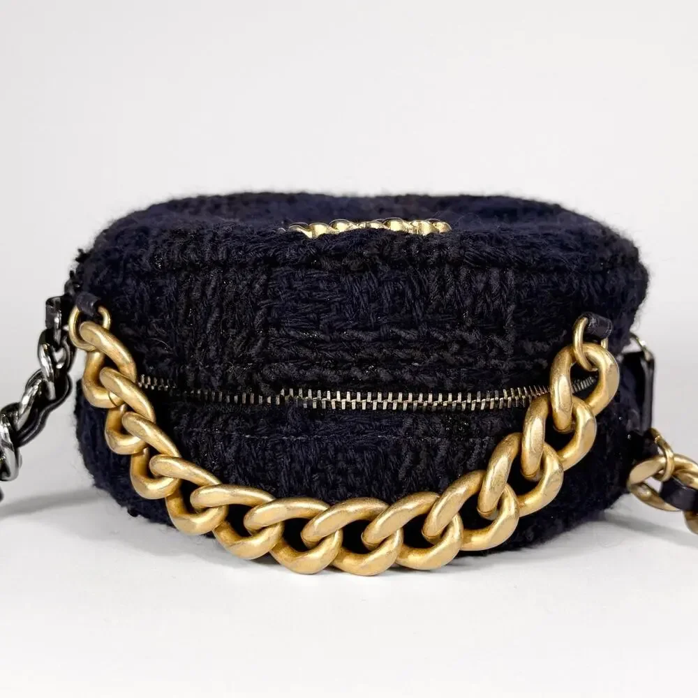 Chanel Round Tweed 19 Chain Shoulder Bag